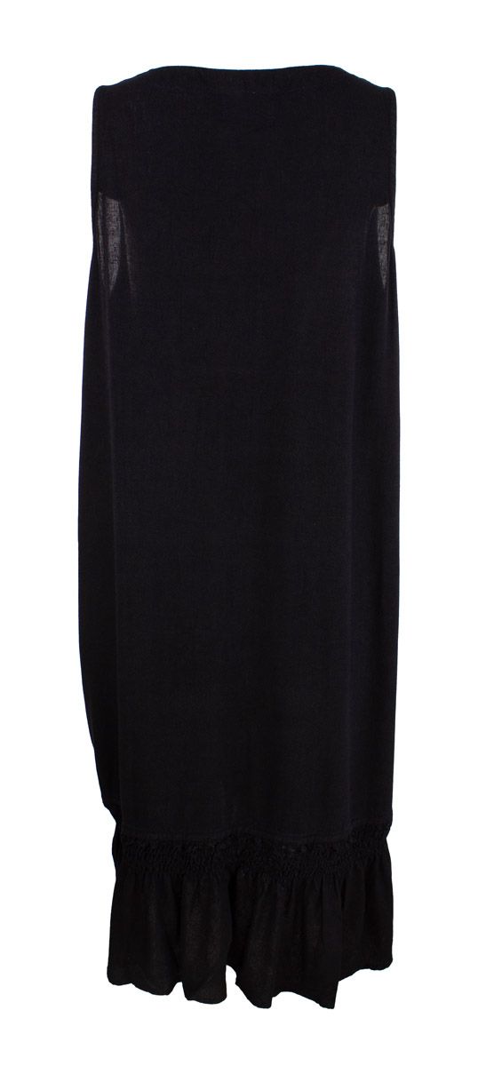 Boheme Lang Kjole Uten Arm i Linmix Black