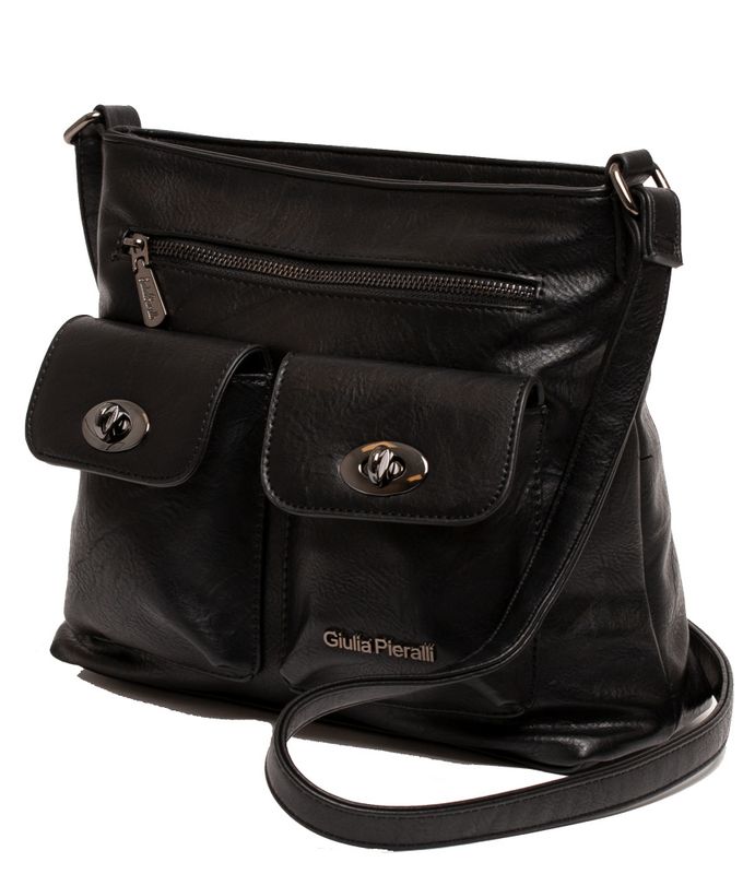 Giulia Pieralli classic crossover med 2 frondtlommer i black