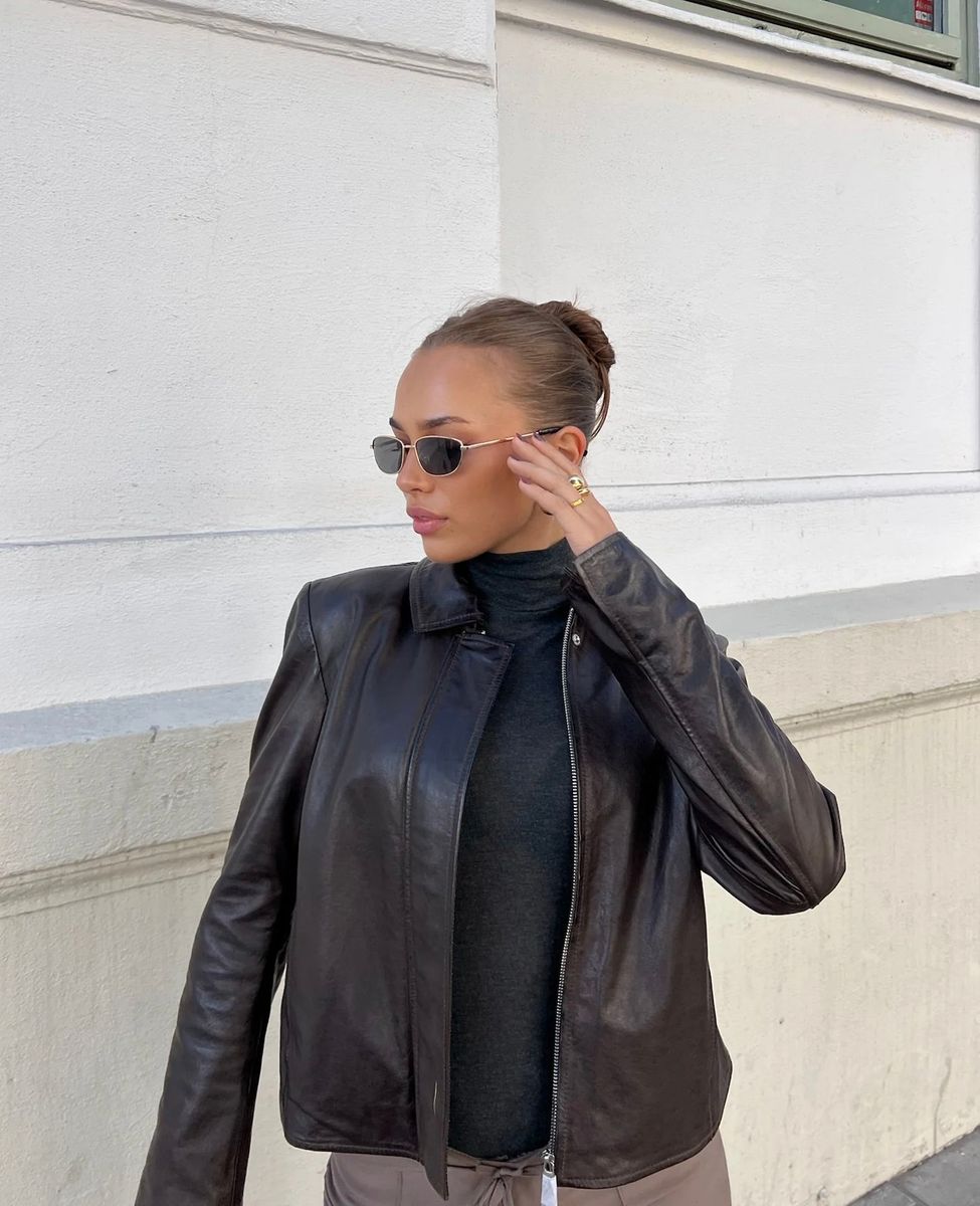 Clermonte Chloe Lammeskinnsjakke i Brown