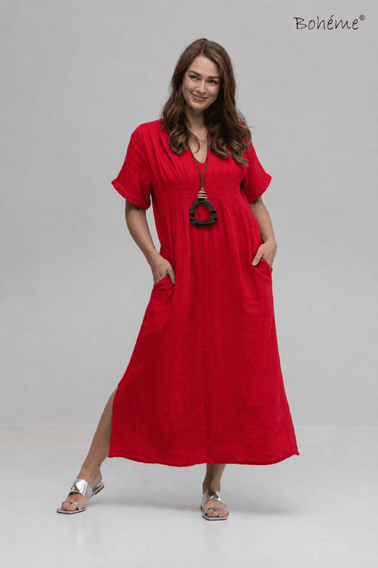 Boheme Lang Linkjole M/Kort Arm i Rasberry