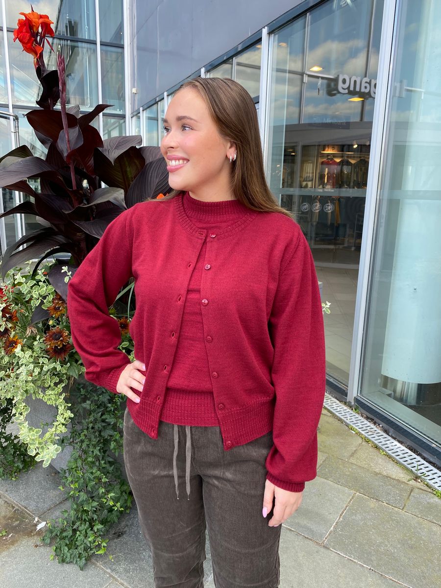 Makeløs Selje Cardigan i Cherry