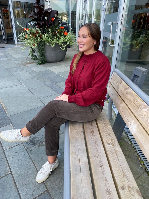 Makeløs Selje Cardigan i Cherry