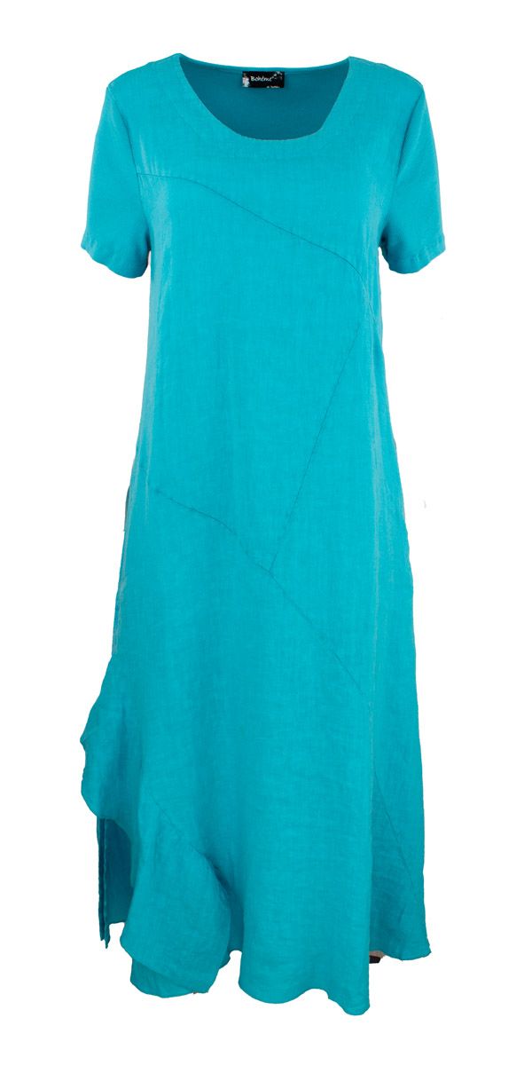 Boheme Lang Linkjole M/Bomullsribb på Ryggen og kort Arm i Turquoise