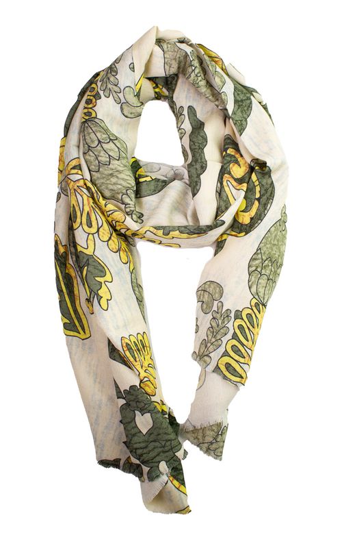 Boheme Scarf i Ull/Viscose Green Print