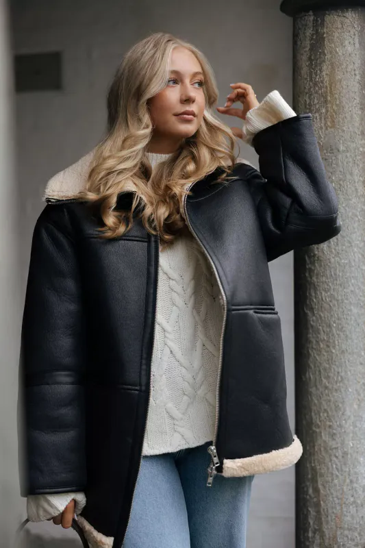 Clermonte Leona Shearling Jacket Black