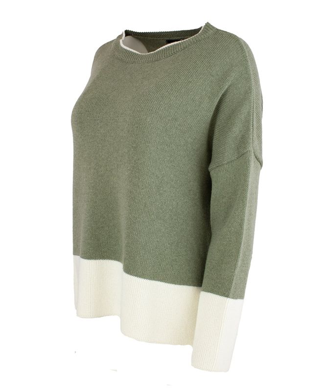 Boheme Genser Bomullsmix 2 Farget Shadow Green/Offwhite