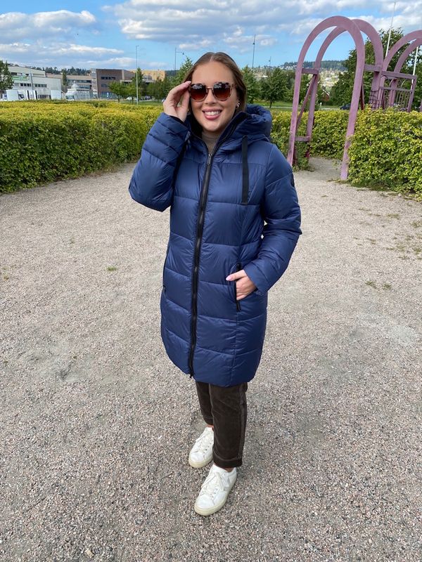 Normann lang dunjakke i Dusty Blue/Black