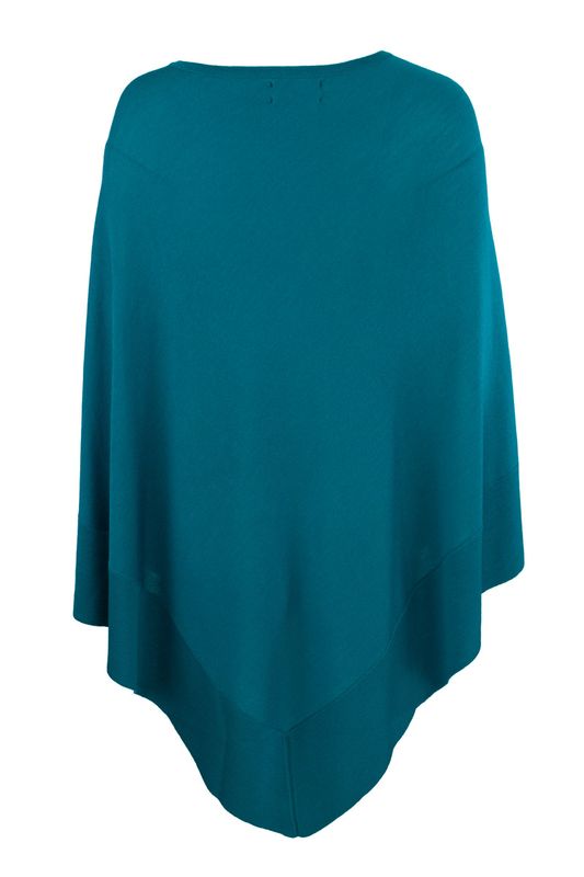 Boheme Poncho M/Rund Hals i 100% Merino Petrol Blue