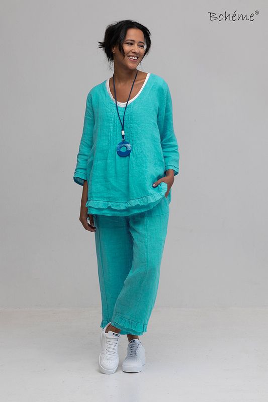 Boheme Capri Linbukse i Turquoise