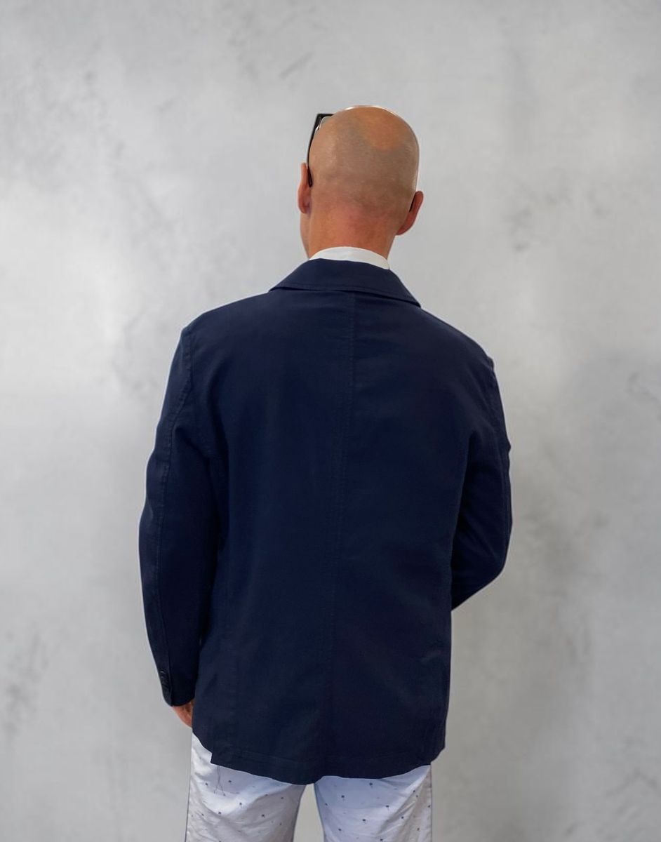 S4 Porto Blazer i bomull og lin i navy