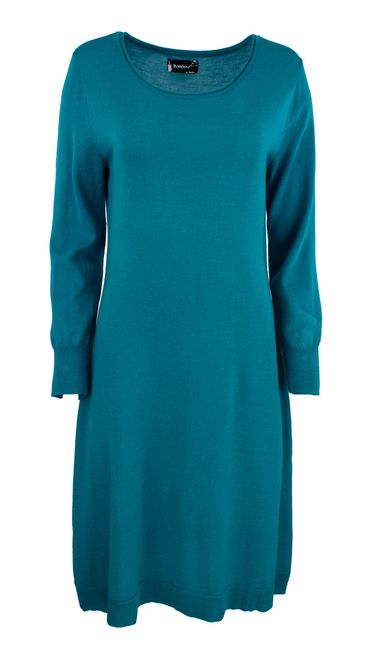 Hovedbilde Boheme Kjole M/Rund Hals i 100% Merino Petrol ...