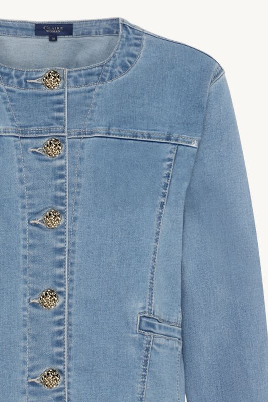 Claire Eugeinia Jeansjakke i Light Blue Denim