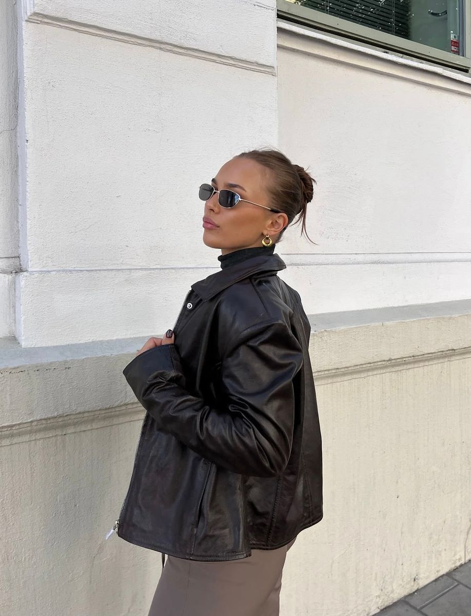 Clermonte Chloe Lammeskinnsjakke i Brown