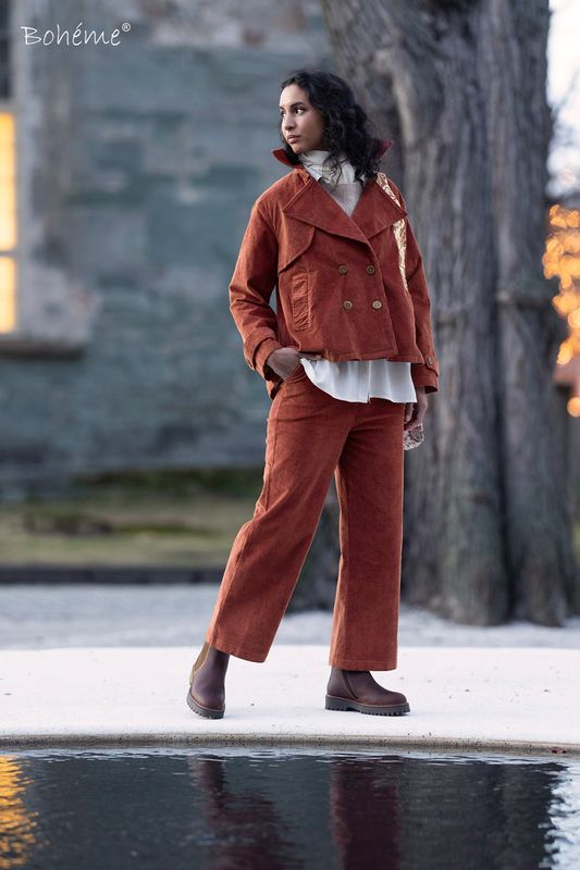 Boheme Kort jakke i Kordfløyel Burnt Orange