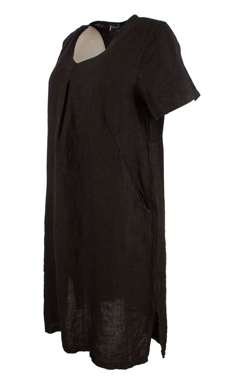 Boheme Kjole M/Kort Arm i Lin Black