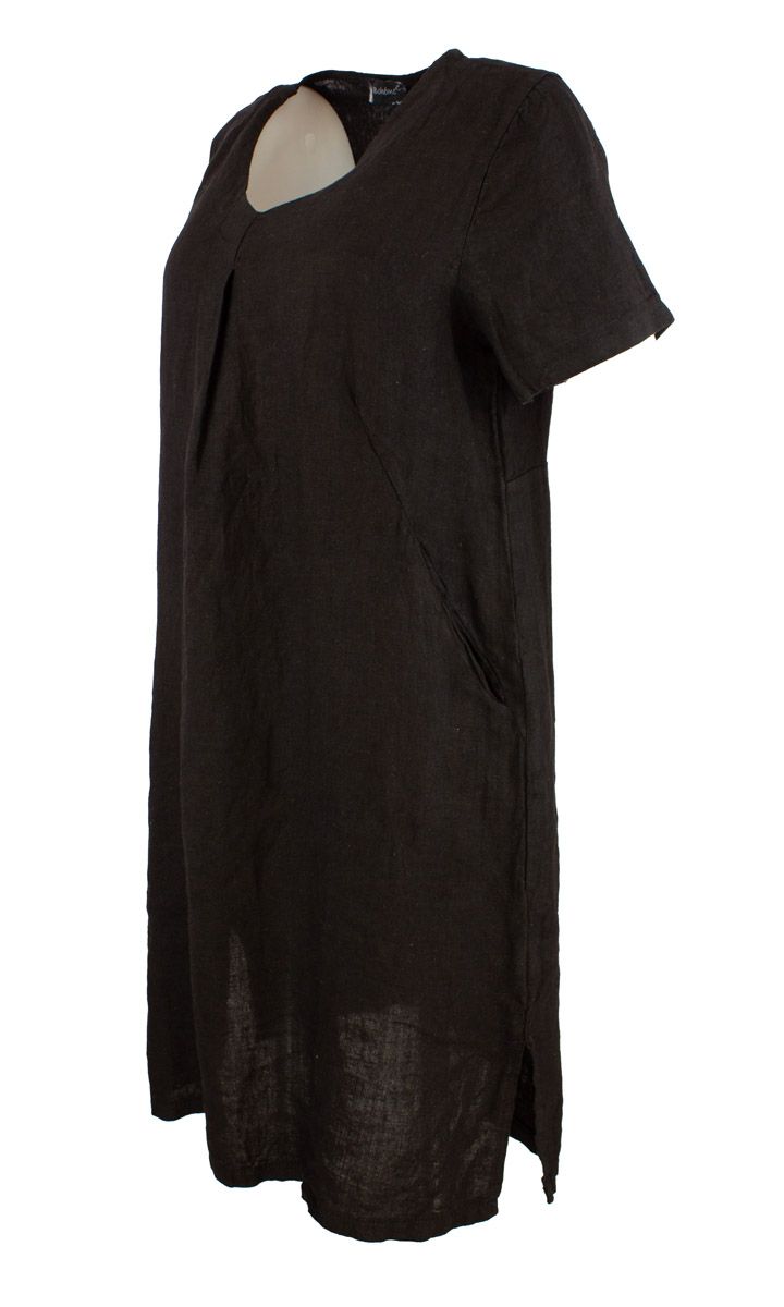 Boheme Kjole M/Kort Arm i Lin Black