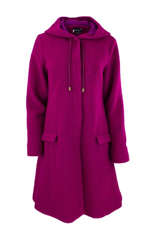 Boheme Vannavvisende Kåpe M/Hette i Ullmix Fuchsia