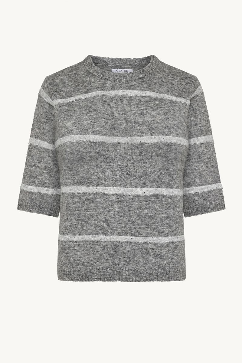 Claire Pareesa Genser 3/4 Arm i Grey Melange