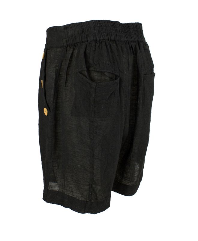 Boheme Linshorts M/Knapper i Black