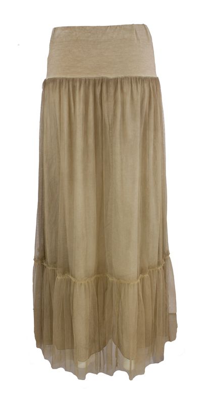 Boheme Langt Chiffonskjørt i Beige