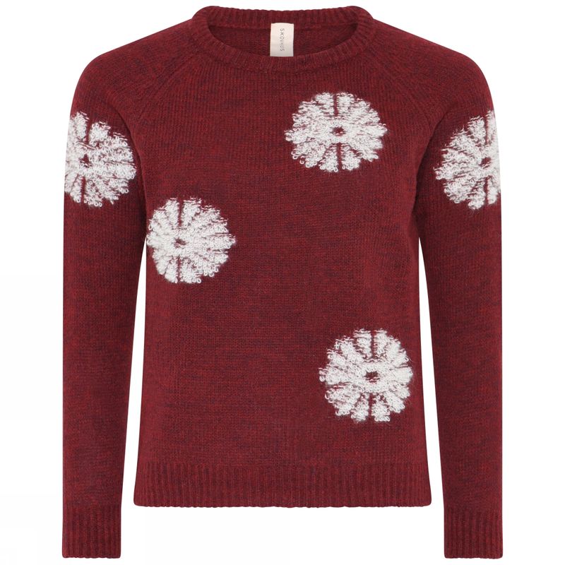 Skovhuus Flower Design Pullover i Sangria Red