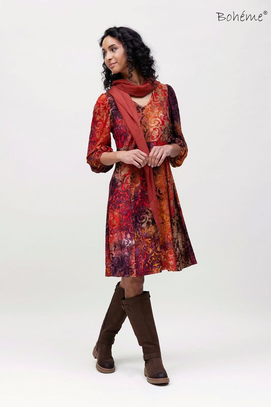 Boheme Kjole i Burnt Orange 3/4 Lang