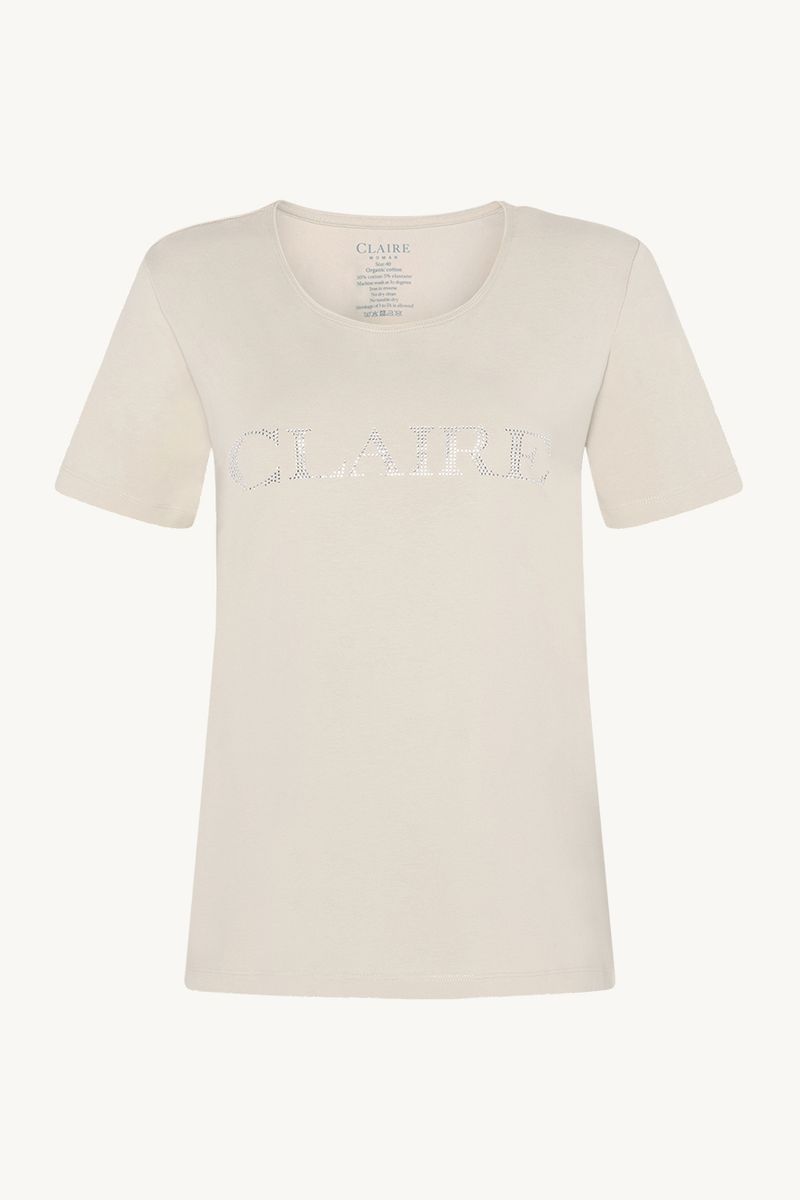 Claire Alanis T-shirt m/logo Sand/Stone