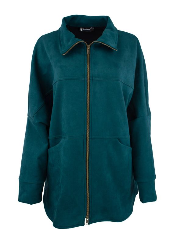 Boheme Jakke i Semsket Imitert Skinn Petrol/BLue